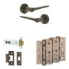 Complete Gio Door Handle Pack - Heavy Duty Latch - Dark Bronze - 102mm / 3-inch Hinges - JE-E22B-DB