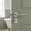 Complete Bloom Door Handle Pack - Bathroom Lock (Plain Thumb Turn) - Satin Nickel - 76mm / 3-inch Hinges - JE-B6B2-SN