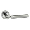 STATUS Dakota Lever Door Handle on Round Rose - Satin Chrome/Polished Chrome (Pair)