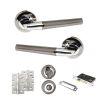 STATUS Tennessee Door Handle Pack (Bathroom Set - 3" CE Bathroom Lock, 4" Slim Knuckle Hinges x2) - Black Nickel/Polished Chrome