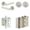 Complete Hex Door Handle Pack - Bathroom Lock (Standard Thumb Turn) - Satin Nickel - 76mm / 3-inch Hinges - JE-C6B3-SN