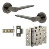 Complete Gio Door Handle Pack - Internal Doors - Black Nickel - 64mm / 4-inch Hinges - JE-E1A-BN