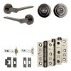 Complete Gio Door Handle Pack - Heavy Duty Tubular Bathroom (Standard Thumb Turn) - Black Nickel - 102mm / 3-inch Hinges - JE-E32B3-BN