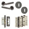 Complete Bari Door Handle Pack - Sashlock - Black Nickel - 65mm / 3-inch Hinges - JE-D7B8-BN