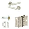 Complete Hex Door Handle Pack - Heavy Duty Latch - Satin Nickel - 102mm / 3-inch Hinges - JE-C22B-SN