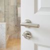 Complete Hex Door Handle Pack - Bathroom Lock (Plain Thumb Turn) - Satin Nickel - 76mm / 3-inch Hinges - JE-C6B2-SN