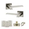 Senza Pari Giovanni Door Handle Pack (Latch Set - 3" CE Latch, 4" Fire Rated Hinges x3) - Satin Nickel