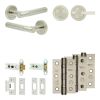 Complete Venice Door Handle Pack - Heavy Duty Tubular Bathroom (Plain Thumb Turn) - Satin Nickel - 76mm / 3-inch Hinges - JE-F31B2-SN