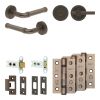 Complete Midtown Door Handle Pack - Heavy Duty Tubular Bathroom (Knurled Thumb Turn) - Dark Bronze - 64mm / 3-inch Hinges - JE-G30B1-DB