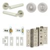 Complete Hex Door Handle Pack - Heavy Duty Tubular Bathroom (Standard Thumb Turn) - Satin Nickel - 64mm / 3-inch Hinges - JE-C30B3-SN