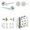 Complete Gio Door Handle Pack - Heavy Duty Tubular Bathroom (Plain Thumb Turn) - Polished Chrome - 64mm / 4-inch Hinges - JE-E30A2-PC