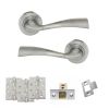 Eco Wave Door Handle Pack (Latch Set - 2.5" CE Latch, 4" Fire Rated Hinges x3) - Polished Chrome