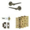 Complete Gio Door Handle Pack - Heavy Duty Latch - Antique Brass - 102mm / 4-inch Hinges - JE-E22A-AB