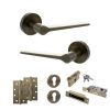 Senza Pari Laviano Door Handle Pack (Euro Lock Set - 2.5" CE Sashlock, 4" Slim Knuckle Hinges x2) - Antique Brass