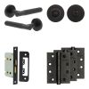Complete Venice Door Handle Pack - Bathroom Lock (Standard Thumb Turn) - Matt Black - 65mm / 4-inch Hinges - JE-F5A3-MB