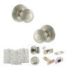 Old English Ripon Door Knob Pack (Bathroom Set - 3" Deadbolt, 4" Fire Rated Hinges x3) - Satin Nickel