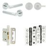 Complete Venice Door Handle Pack - Bathroom Lock (Plain Thumb Turn) - Polished Chrome - 65mm / 3-inch Hinges - JE-F5B2-PC