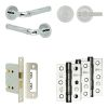 Complete Midtown Door Handle Pack - Bathroom Lock (Knurled Thumb Turn) - Polished Chrome - 76mm / 3-inch Hinges - JE-G6B1-PC