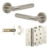 Complete Bari Door Handle Pack - Internal Doors - Satin Nickel - 76mm / 4-inch Hinges - JE-D3A-SN