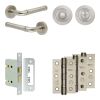 Complete Midtown Door Handle Pack - Bathroom Lock (Standard Thumb Turn) - Satin Nickel - 76mm / 3-inch Hinges - JE-G6B3-SN