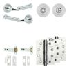 Complete Classic Door Handle Pack - Heavy Duty Tubular Bathroom (Standard Thumb Turn) - Polished Chrome - 102mm / 4-inch Hinges - JE-A32A3-PC