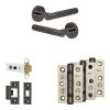 Complete Venice Door Handle Pack - Heavy Duty Latch - Black Nickel - 76mm / 3-inch Hinges - JE-F21B-BN