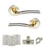 STATUS Indiana Door Handle Pack (Latch Set - 3" CE Latch, 4" Fire Rated Hinges x3) - Satin Nickel/Polished Brass