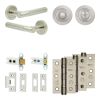 Complete Venice Door Handle Pack - Heavy Duty Tubular Bathroom (Standard Thumb Turn) - Satin Nickel - 64mm / 3-inch Hinges - JE-F30B3-SN