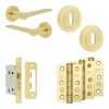 Complete Gio Door Handle Pack - Sashlock - Satin Brass - 65mm / 3-inch Hinges - JE-E7B8-SB