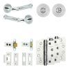 Complete Classic Door Handle Pack - Heavy Duty Tubular Bathroom (Standard Thumb Turn) - Polished Chrome - 64mm / 4-inch Hinges - JE-A30A3-PC