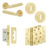 Complete Bloom Door Handle Pack - Sashlock - Satin Brass - 65mm / 4-inch Hinges - JE-B7A8-SB