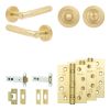 Complete Bari Door Handle Pack - Heavy Duty Tubular Bathroom (Standard Thumb Turn) - Satin Brass - 102mm / 4-inch Hinges - JE-D32A3-SB