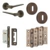 Complete Gio Door Handle Pack - Sashlock - Dark Bronze - 65mm / 3-inch Hinges - JE-E7B8-DB