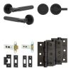 Complete Bari Door Handle Pack - Heavy Duty Tubular Bathroom (Knurled Thumb Turn) - Matt Black - 76mm / 3-inch Hinges - JE-D31B1-MB