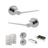 Senza Pari Laviano Door Handle Pack (Bathroom Set - 2.5" CE Bathroom Lock, 4" Slim Knuckle Hinges x2) - Polished Chrome