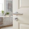 Complete Hex Door Handle Pack - Bathroom Lock (Plain Thumb Turn) - Polished Chrome - 76mm / 4-inch Hinges - JE-C6A2-PC