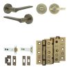 Complete Gio Door Handle Pack - Heavy Duty Tubular Bathroom (Plain Thumb Turn) - Antique Brass - 102mm / 3-inch Hinges - JE-E32B2-AB
