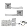 STATUS California Door Handle Pack (3 Lever Lock Set - 3" CE Sashlock, 4" Fire Rated Hinges x3) - Satin Chrome