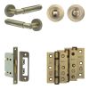 Complete Bloom Door Handle Pack - Bathroom - Antique Brass - By Frelan Hardware - JE-B5B3-AB