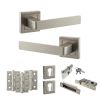 STATUS Montana Door Handle Pack (Euro Lock Set - 2.5" CE Sashlock, 3" Fire Rated Hinges x3) - Satin Nickel