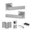 Senza Pari Panetti Door Handle Pack (Bathroom Set - 3" CE Bathroom Lock, 3" Fire Rated Hinges x3) - Polished Chrome