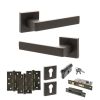 STATUS Montana Door Handle Pack (Euro Lock Set - 2.5" CE Sashlock, 4" Fire Rated Hinges x3) - Urban Dark Bronze