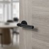 Senza Pari Andretta Knurled Lever Door Handle on Minimal Round Rose - Matt Black (Pair)