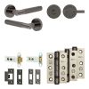 Complete Bari Door Handle Pack - Heavy Duty Tubular Bathroom (Knurled Thumb Turn) - Black Nickel - 76mm / 3-inch Hinges - JE-D31B1-BN
