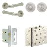 Complete Classic Door Handle Pack - Bathroom Lock (Standard Thumb Turn) - Satin Nickel - 76mm / 4-inch Hinges - JE-A6A3-SN