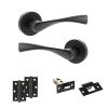 Eco Aqua Door Handle Pack (Latch Set - 2.5" Latch, 3" Hinges x2) - Matt Black