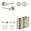 Complete Gio Door Handle Pack - Heavy Duty Tubular Bathroom (Plain Thumb Turn) - Satin Nickel - 102mm / 3-inch Hinges - JE-E32B2-SN