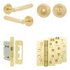 Complete Bari Door Handle Pack - Bathroom Lock (Standard Thumb Turn) - Satin Brass - 65mm / 4-inch Hinges - JE-D5A3-SB