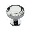 Heritage Brass Cabinet Knob Ridge Design with Rose 32mm Polished Chrome finishUK Registered Design Number 6194410