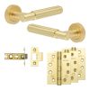 Complete Bloom Door Handle Pack - Internal Doors - Satin Brass - 64mm / 4-inch Hinges - JE-B1A-SB